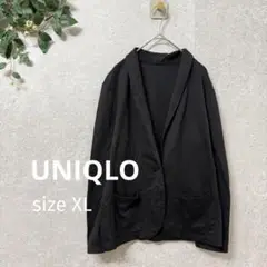 UNIQLO カットソー素材 テーラードジャケット XL 黒 羽織り
