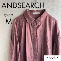ANDSEARCH アンドサーチ シャツ ブラウス M くすみピンク ベロア風