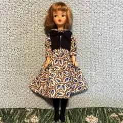 タミーちゃん　青茶葉っぱ柄ワンピース＋ベスト＋ハイソックス3点セット