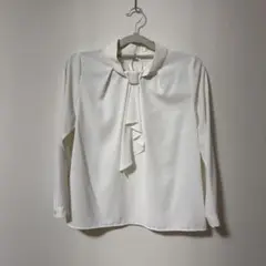 リボン付き長袖シャツ M ポリエステル100%