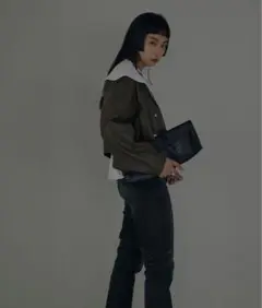 ROUND SHORT FAKE LEATHER JACKET