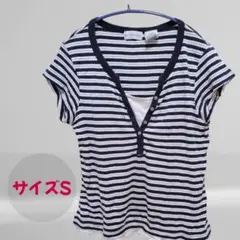 WHITESTAG ストライプ Vネック Tシャツ S