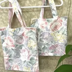 ハンドメイド　花柄エコバッグ2個セット　(2)