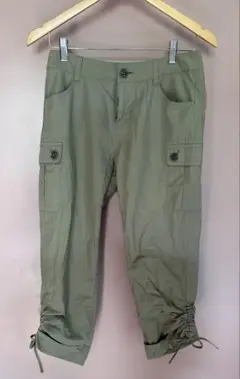オリーブ カーゴパンツ ボタン付き 13