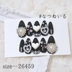 ネイルチップ 現品 量産型 地雷系 ブラック 黒 26459　✧05