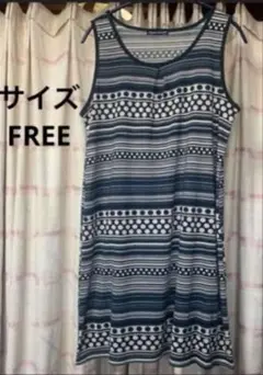 ノースリーブチュニック　フリーサイズ　グリーン系