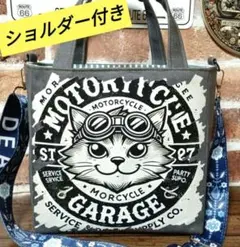 ショルダー付き ネコLOVE トートバッグ ハンドメイド デニムリメイク