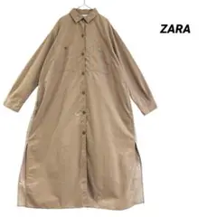 ZARA/ザラ/長袖ロングシャツワンピース/サイドスリット/ゆったり大きめ
