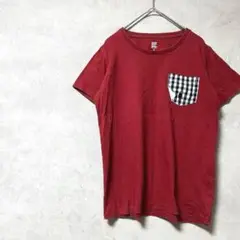 グラニフ　綿100%　半袖　Tシャツ　赤　XS　夏　ギンガムチェック　白　黒