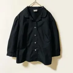 極美品✨ アニエスベー 丸襟 長袖 シャツ ブラウス 40 ブラック 7部袖
