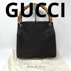 【美品】グッチ ハンドバッグ バンブー ナイロン レザー 正規品☆保存袋付き☆