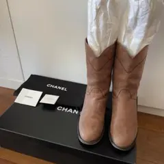 CHANEL ブラウンレザー ココマーク ロングブーツ 38