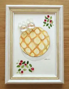 シーグラスアート【メロンパン♡】水彩画 原画 Seaglass Art