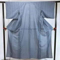 KS44 夏着物 単衣 青 灰 正絹 美品 匿名配送 薄物 ブルーグレー