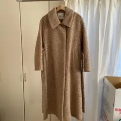 COS ベージュボア コットンウール ロングコート