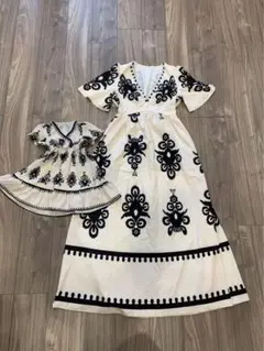リゾートワンピース　親子お揃いコーデ　SHEIN ロングワンピース