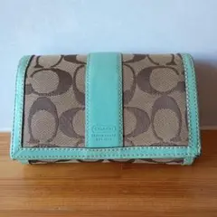 COACH 二つ折り財布 ブラウン/ミント