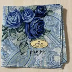 【新品未使用品】青い薔薇とペイズリー模様　ハンカチ　48センチ　￼