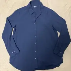 【美品】UNIQLOレーヨンエアリーブラウス　ダークネイビー　S