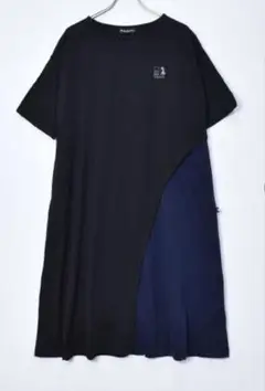 【新品】　ドラッグストアーズ アシンメトリック 半袖ワンピース 黒と紺