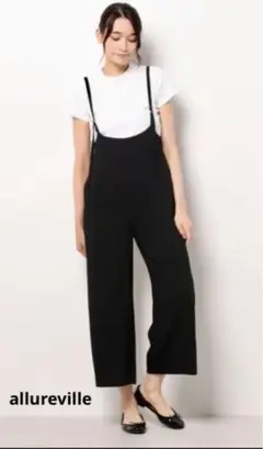 【未使用】 allureville 《洗える》サロペットワイドパンツ