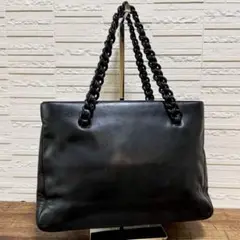 プラダ ナッパ レザー チェーン ショルダー ハンド バッグ ブラック 黒