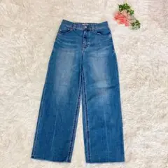 YANUKヤヌークLILITHワイドストレートデニムパンツ25リリスライトブルー