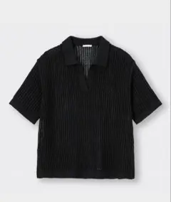 GU 黒　メンズ　透け感　メッシュ　半袖　ポロシャツ　Ｌ　お安くします＾＾