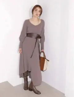 【FRAYI.D】ウールカシミヤアシメリブワンピース