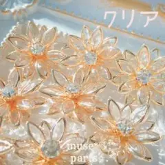 クリア メタルフレームとストーン メタルフラワーパーツ 花びら 動かせる 4こ