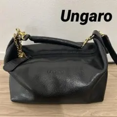 Ungaro黒 レザー ショルダーバッグ ゴールドチャーム　2way