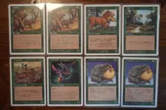 MTG 緑 旧枠 日本語 8枚セット（灰色熊×2／ターバン／平穏／ゴミあさり等