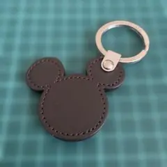 ミッキー キーホルダー ブラウン　レザー
