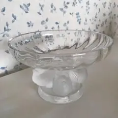 Lalique 青い葉形ガラス皿 箱付き Lalique 青い葉形ガラス皿 箱付き 美術品・アンティーク