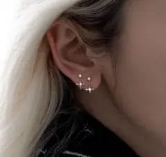 OLIVIA FENG CROSS STUD PIERCE ピアス シルバー