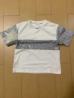 7Y ホワイト シルバー カラーブロックTシャツ