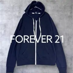 Forever 21 長袖 パーカー M 黒 ポケット付き フルジップ