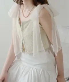 ambre neige 2wayWジップラメチュールビスチェ　アイボリー