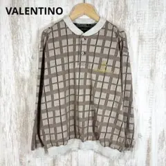 ジャンニヴァレンティノ チェック ロゴ刺繍 長袖 ポロシャツ