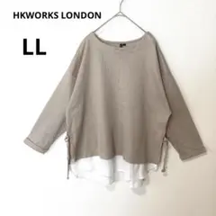 HKWORKS LL しまむら 七分袖チュニック　切り替え　レイヤード風