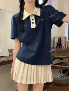 SHEIN ポロシャツ　ネイビー