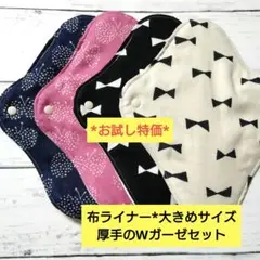 お試し特価*布ライナー*大きめサイズ*厚手のWガーゼセット*1ヶ所　色ぬけ有り