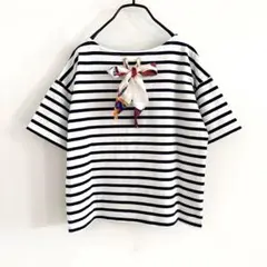 manipuri＊マニプリ＊半袖カットソー＊ボーダー　スカーフ付き　美品