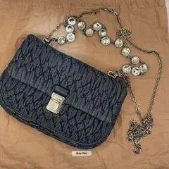 MIU MIU ミュウミュウ ショルダーバッグ マテラッセ クリスタル デニム
