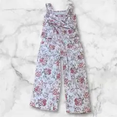 IKUKO 花柄セットアップ M 綿100 ノースリーブ×パンツ リボン　255
