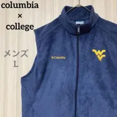 コロンビア カレッジ ウェストバージニア大学 ジップアップ フリースベスト L