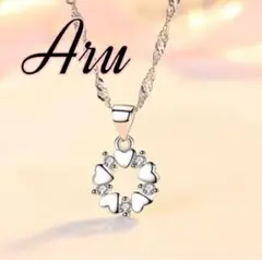 ✨可愛い人気✨ハート型サークルCZダイヤモンドネックレスsilver925 b5