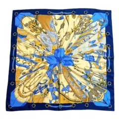 エルメス カレ90 Soleil de Soie シルクの太陽 スカーフ ブルー