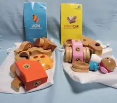 EQB ZOO　LIONとBUNNY CAR　知育玩具 木のおもちゃ