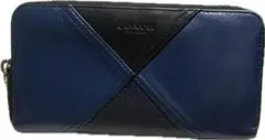 《ジャンク品》COACH 長財布 ネイビー/ブラック メンズ レディース